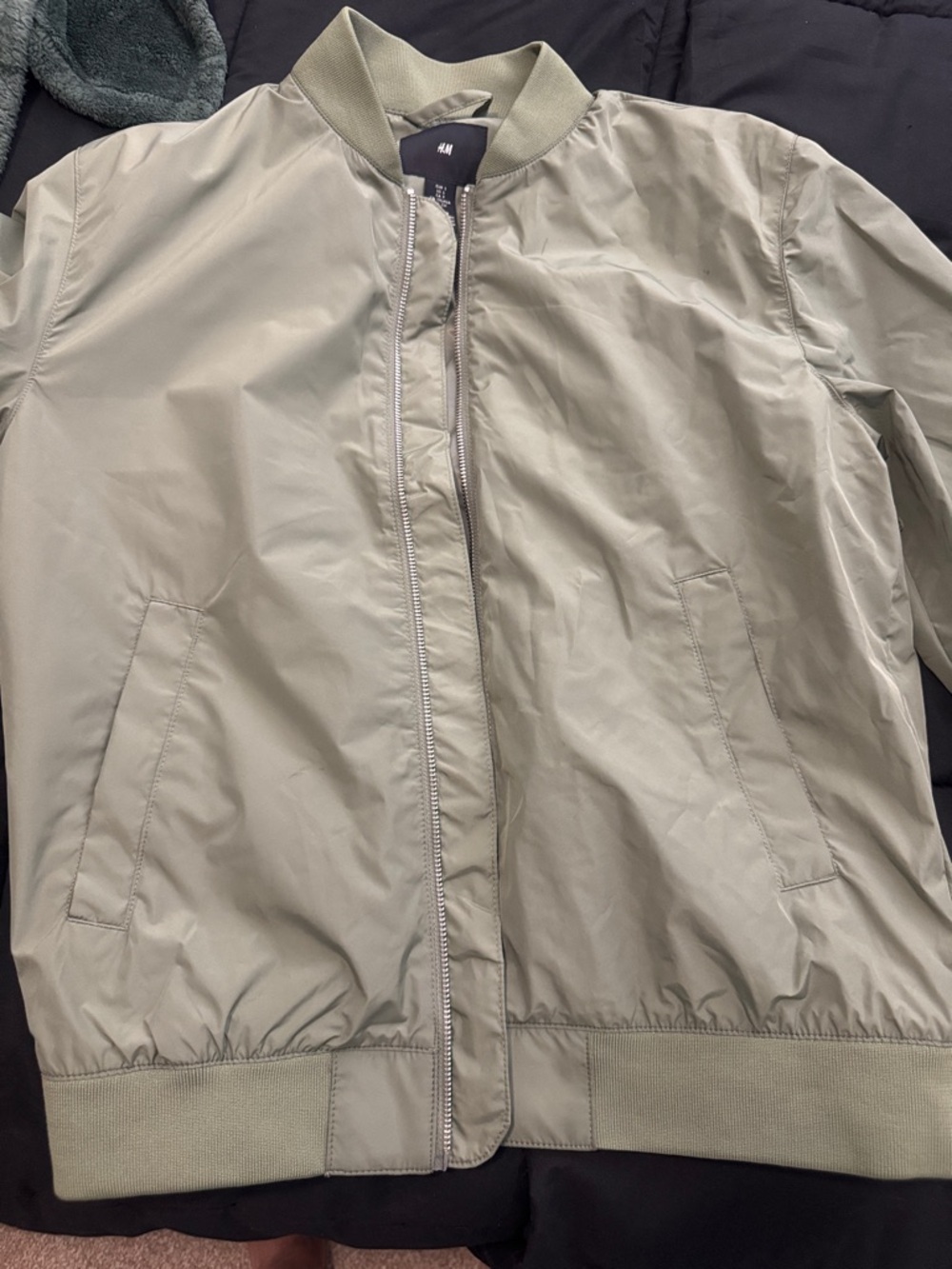 H&M Olive Green Lightweight Bomber Jacket